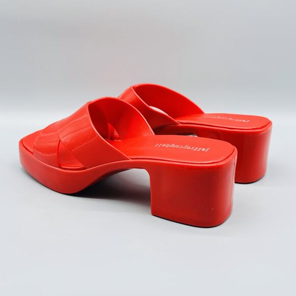 Jeffrey Campbell Sandals Womens 10 Red Platform Bubblegum Slide Block Heel - Picture 4 of 9